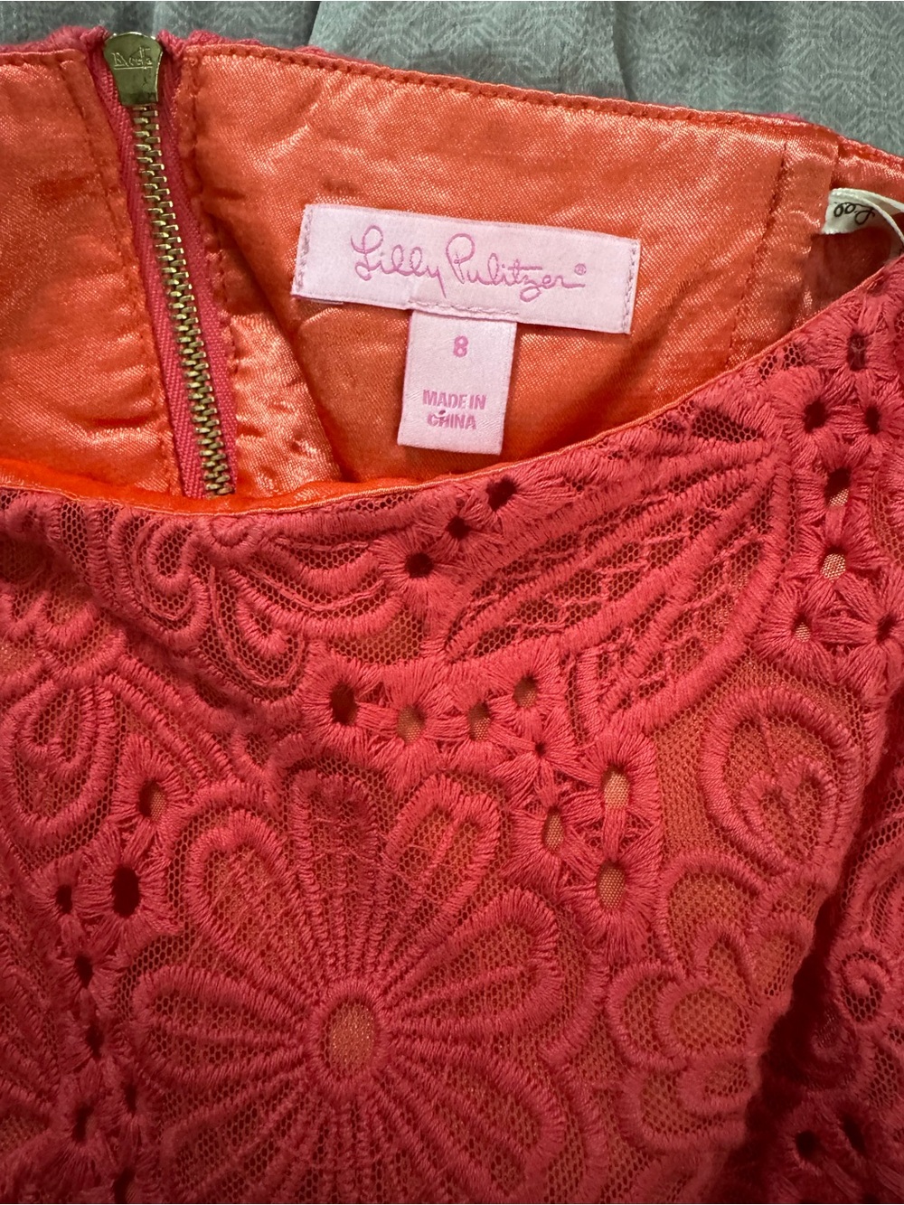 Lilly Pulitzer Vicki Island Lace Coral Strapless Dress Size 8 Retail $328 - Picture 3 of 6